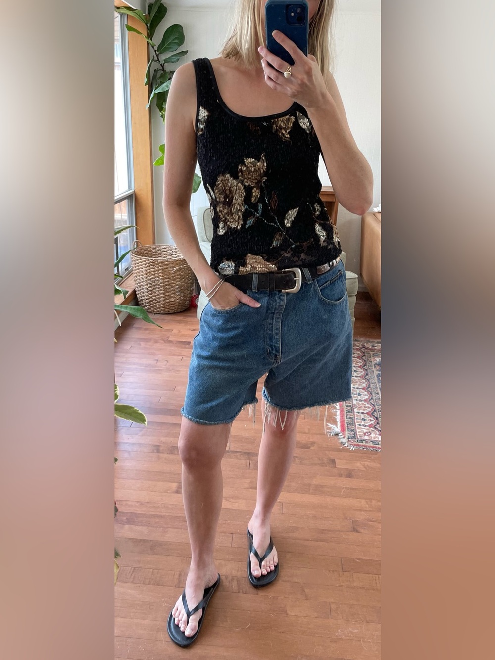 Vtg Joseph Ribkoff Black Floral Lace & Satin Tank